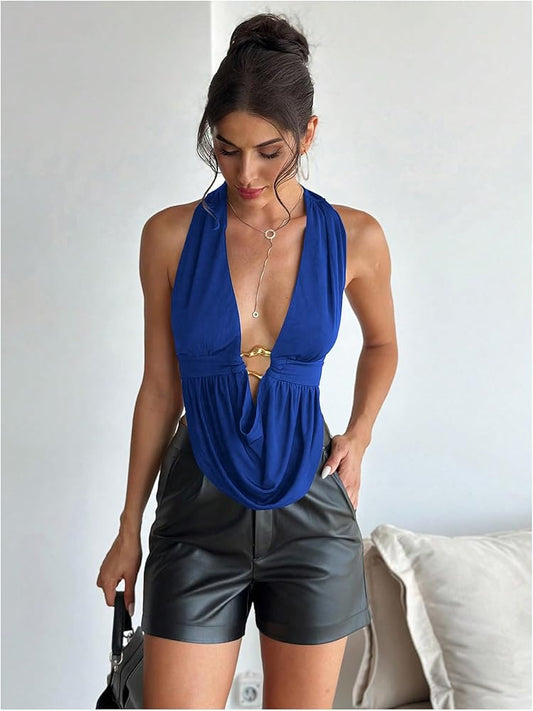 Deep-Plunge Halter Top