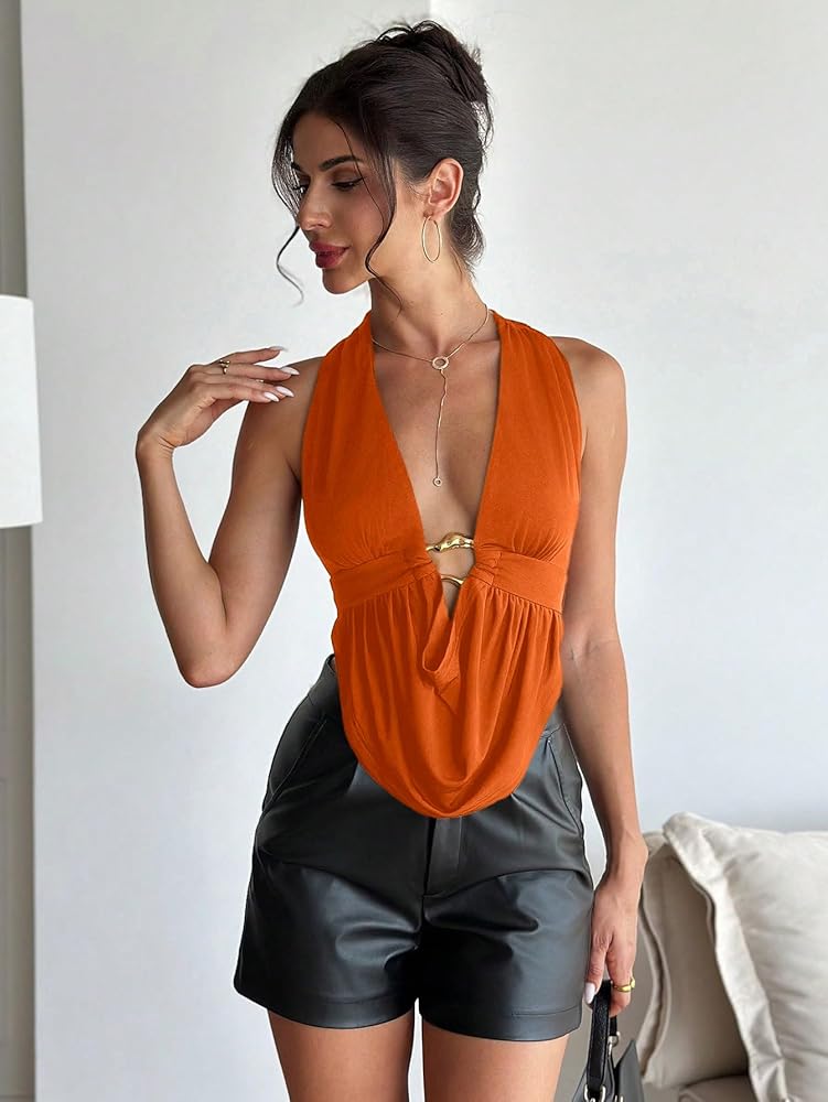 Deep-Plunge Halter Top